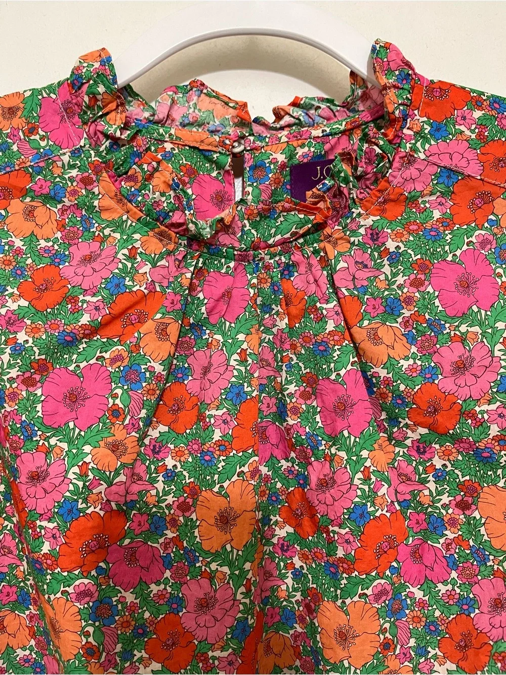 J. Crew Liberty Meadow Song Smocked Puff Sleeve Cotton Top Sz XS